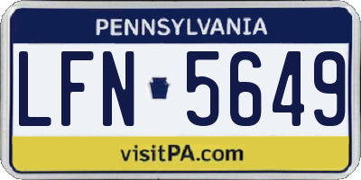 PA license plate LFN5649