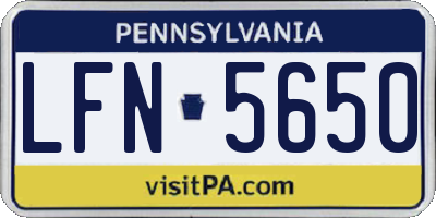PA license plate LFN5650