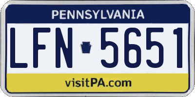 PA license plate LFN5651