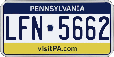 PA license plate LFN5662