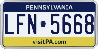 PA license plate LFN5668