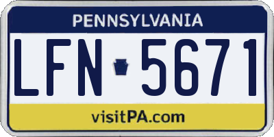 PA license plate LFN5671