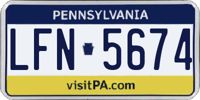 PA license plate LFN5674