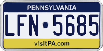 PA license plate LFN5685