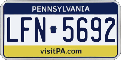 PA license plate LFN5692