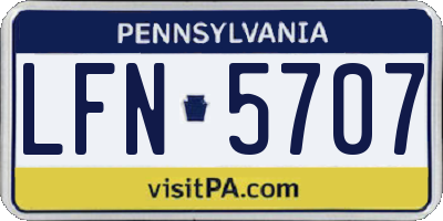 PA license plate LFN5707