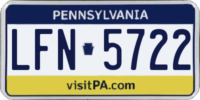 PA license plate LFN5722