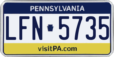 PA license plate LFN5735