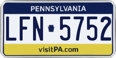 PA license plate LFN5752