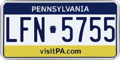 PA license plate LFN5755