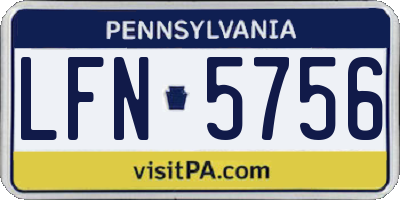 PA license plate LFN5756