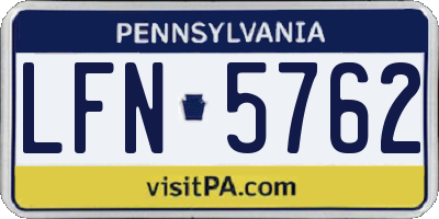 PA license plate LFN5762
