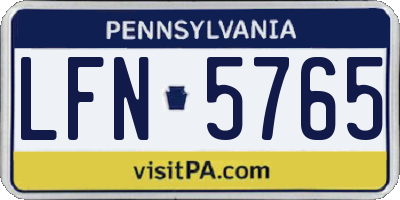 PA license plate LFN5765