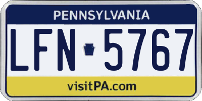 PA license plate LFN5767
