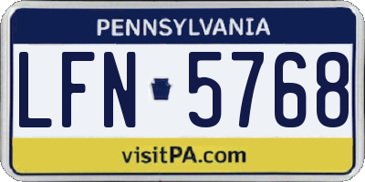 PA license plate LFN5768