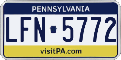 PA license plate LFN5772