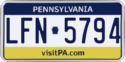 PA license plate LFN5794