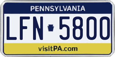 PA license plate LFN5800