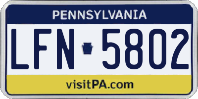 PA license plate LFN5802