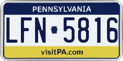 PA license plate LFN5816