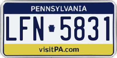 PA license plate LFN5831