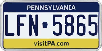 PA license plate LFN5865