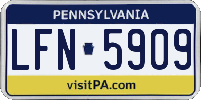 PA license plate LFN5909