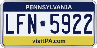 PA license plate LFN5922