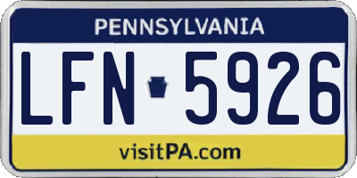 PA license plate LFN5926