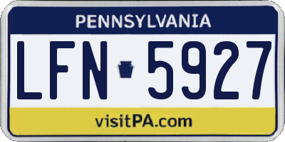 PA license plate LFN5927