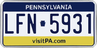 PA license plate LFN5931