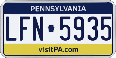 PA license plate LFN5935
