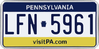 PA license plate LFN5961