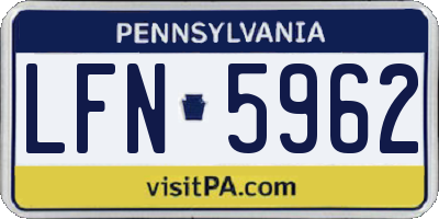 PA license plate LFN5962