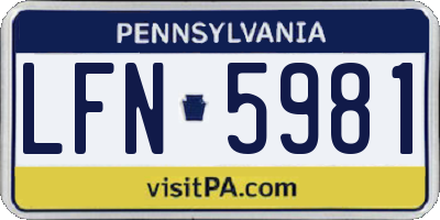 PA license plate LFN5981