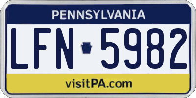 PA license plate LFN5982