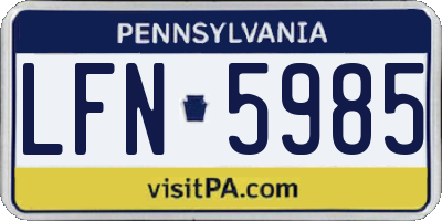 PA license plate LFN5985