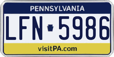 PA license plate LFN5986