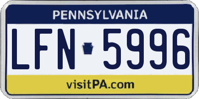PA license plate LFN5996