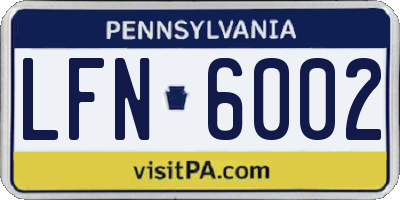 PA license plate LFN6002