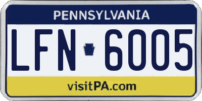 PA license plate LFN6005