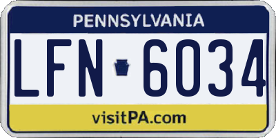 PA license plate LFN6034