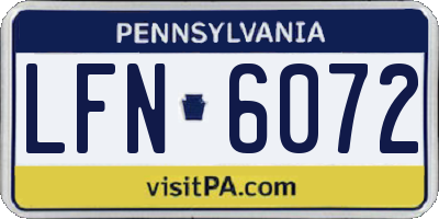 PA license plate LFN6072