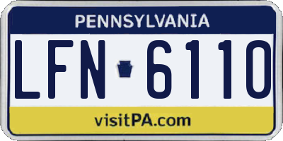 PA license plate LFN6110