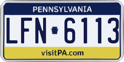 PA license plate LFN6113