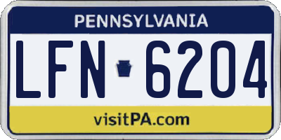 PA license plate LFN6204