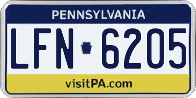 PA license plate LFN6205