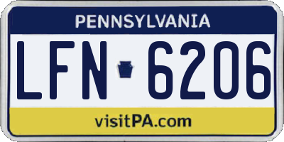 PA license plate LFN6206