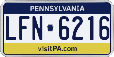 PA license plate LFN6216