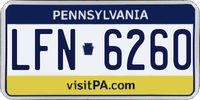 PA license plate LFN6260